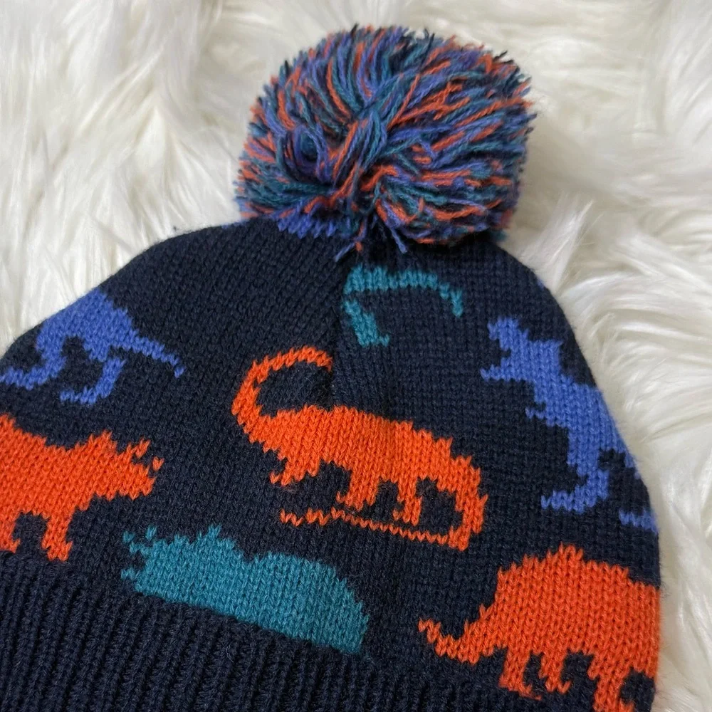 Youth Boy Navy Spider-Man and Dinosaur Knit Beanie Bundle